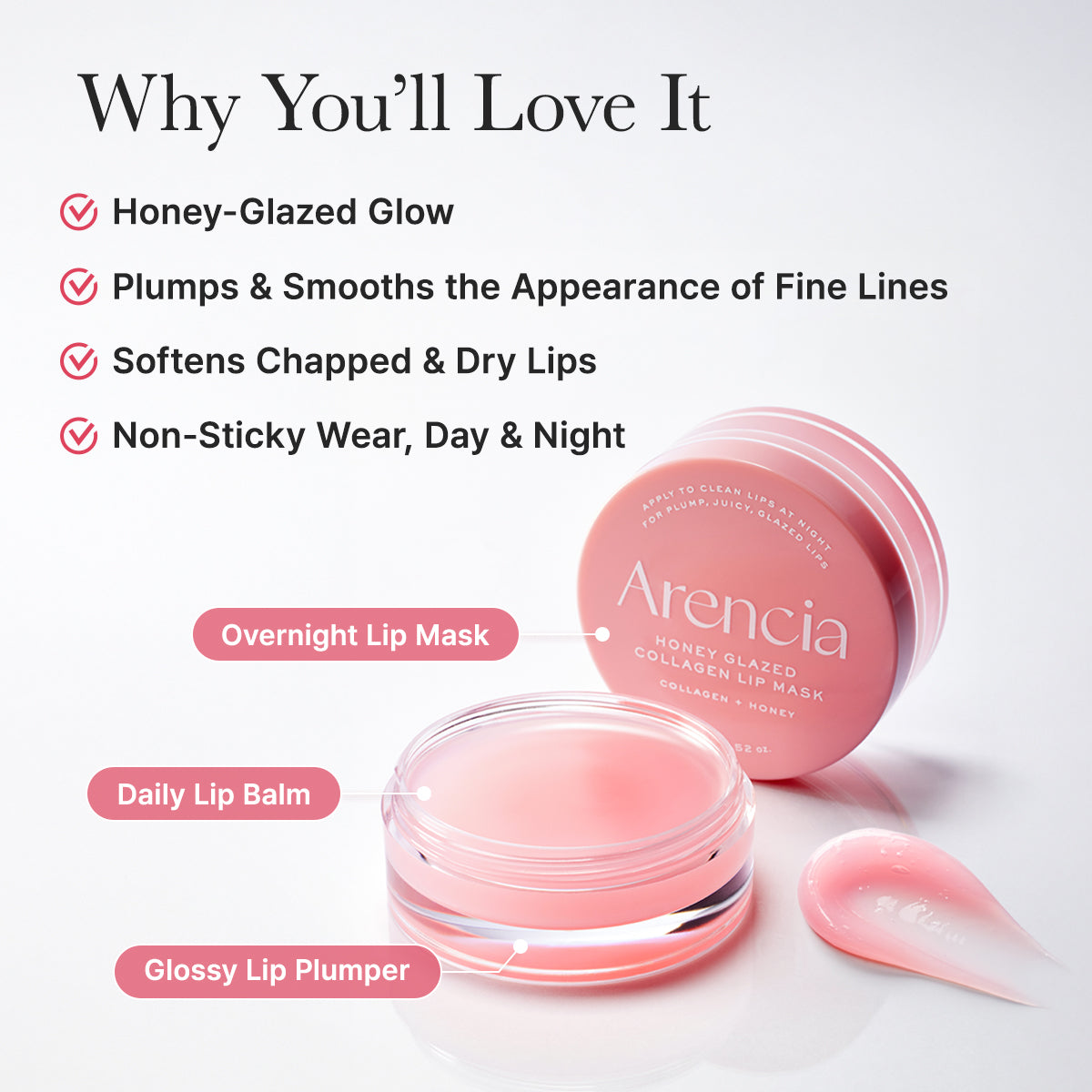 Arencia Honey Glazed Collagen Lip Mask 15 g — ingredientes y beneficios