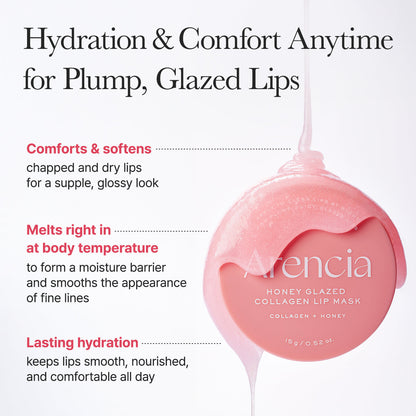Arencia Honey Glazed Collagen Lip Mask 15 g — uso y acabado