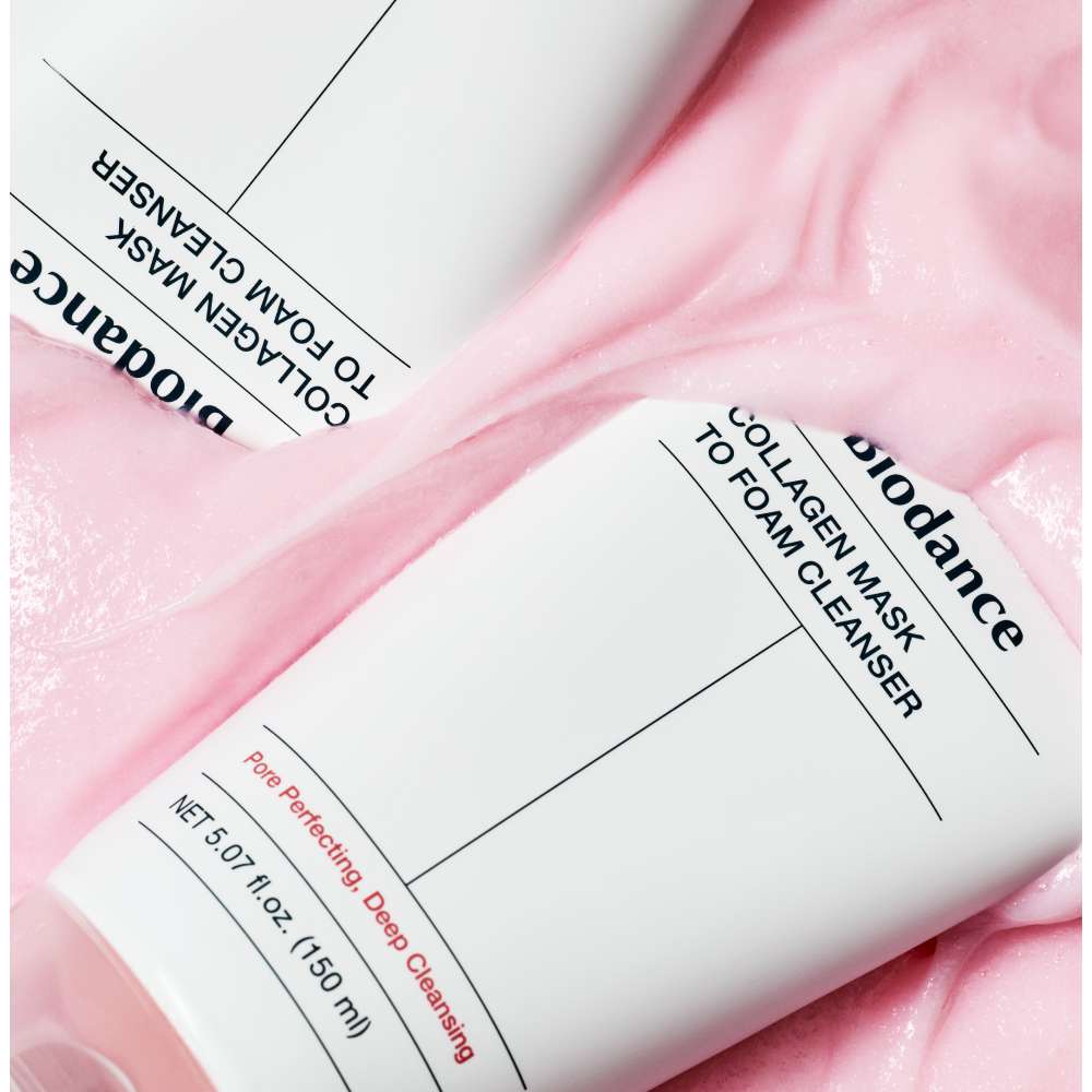 Biodance collagen mask to foam cleanser