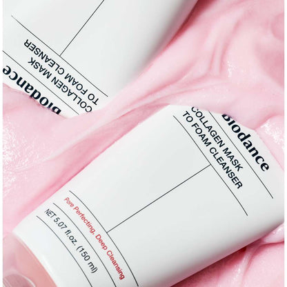 Biodance collagen mask to foam cleanser