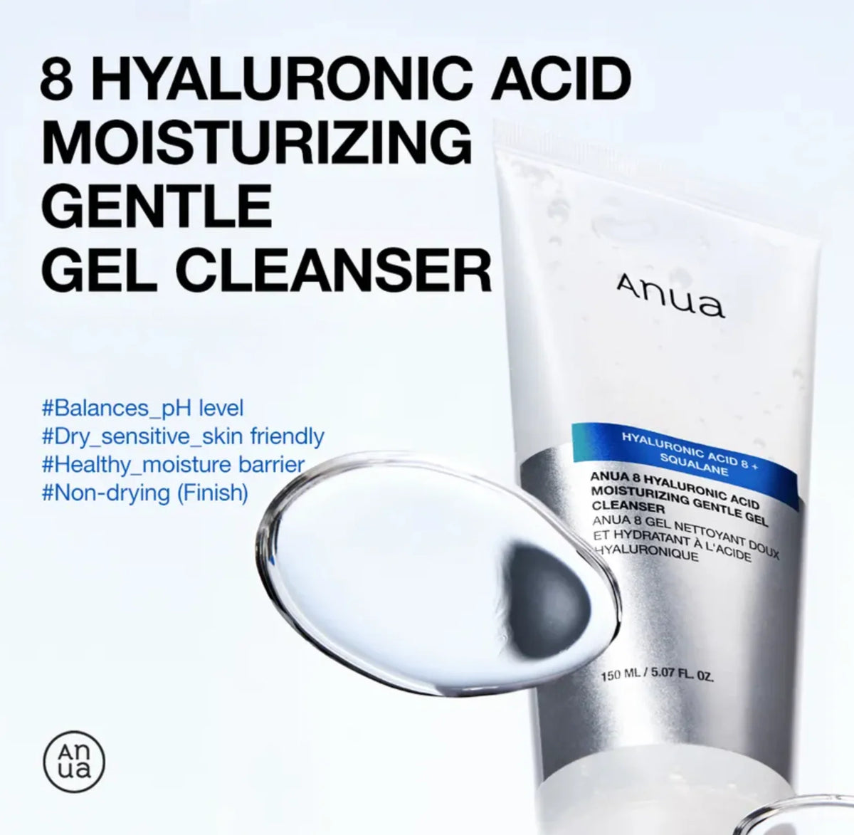 Anua 8 hyaluronic acid moisturizing gentle gel cleanser