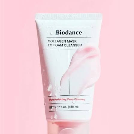 Biodance collagen mask to foam cleanser