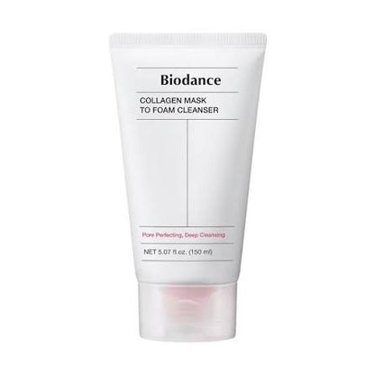 Biodance collagen mask to foam cleanser